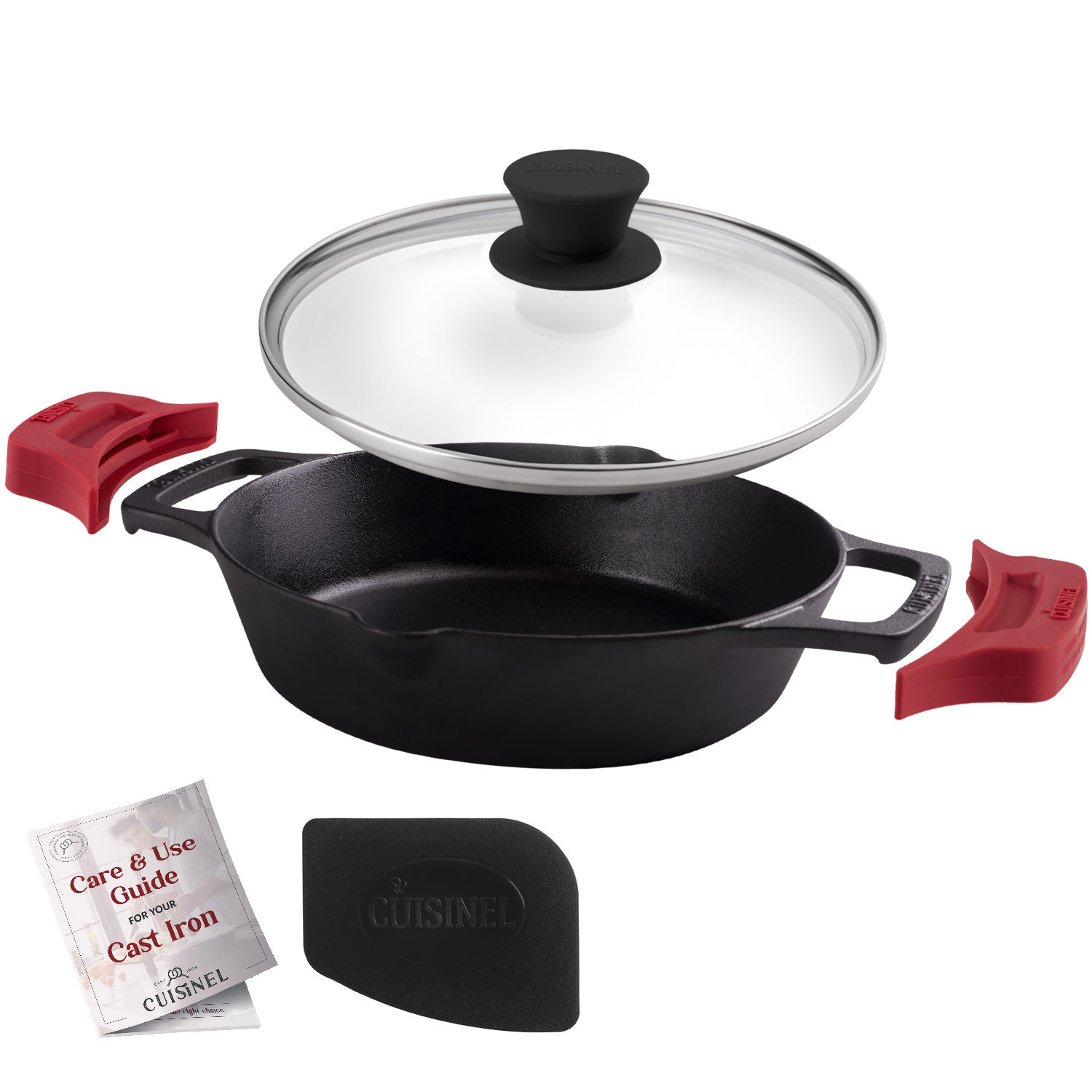 Pre-Seasoned Cast Iron Dual Handle Skillet with Glass Lid 8in