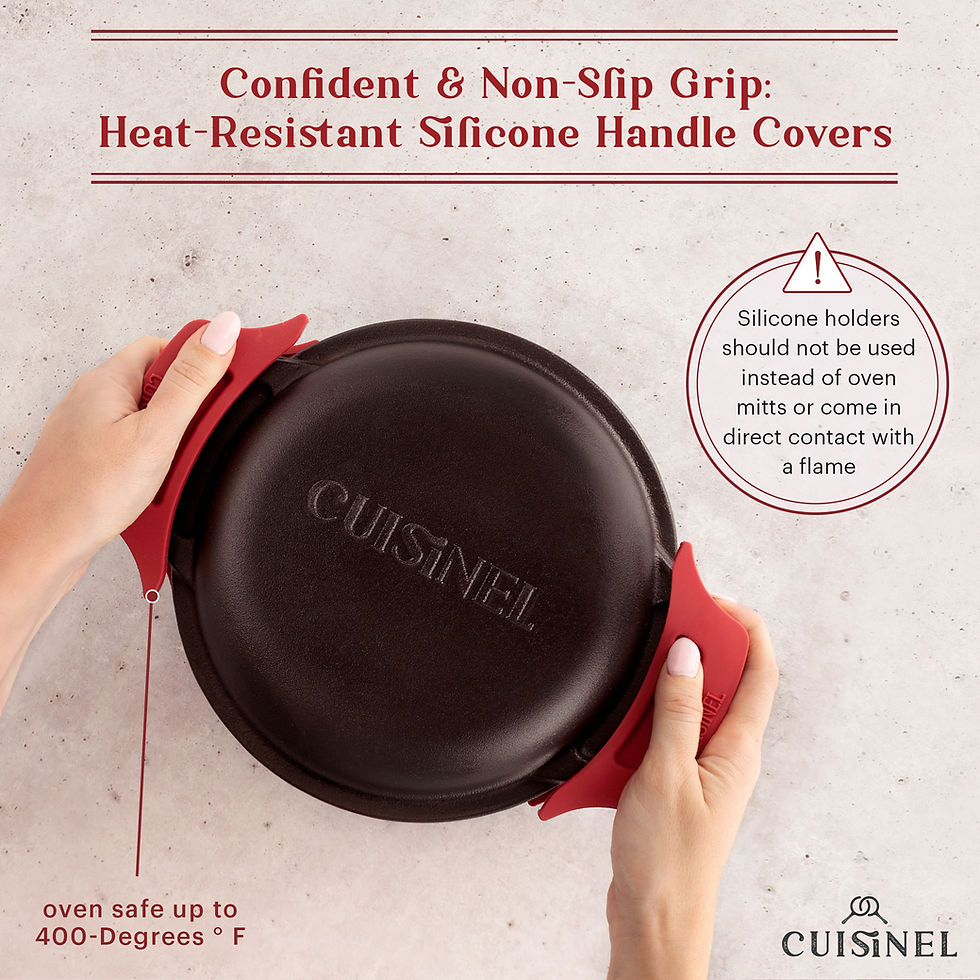 Thumbnail: Cuisinel Pre Seasoned Cast Iron Skillet and 3 QT Double Dutch Oven Set
