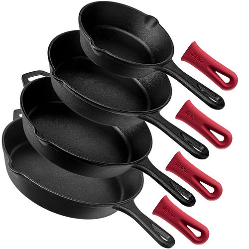 Pre-Seasoned Cast Iron Skillet 4-Piece Complete Chef Set - Thumbnail 2