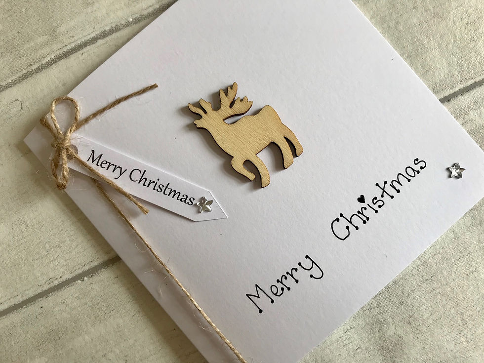 Thumbnail: Luxury Rustic Wood and Felt Handcrafted Christmas Holiday Cards Single and Multi