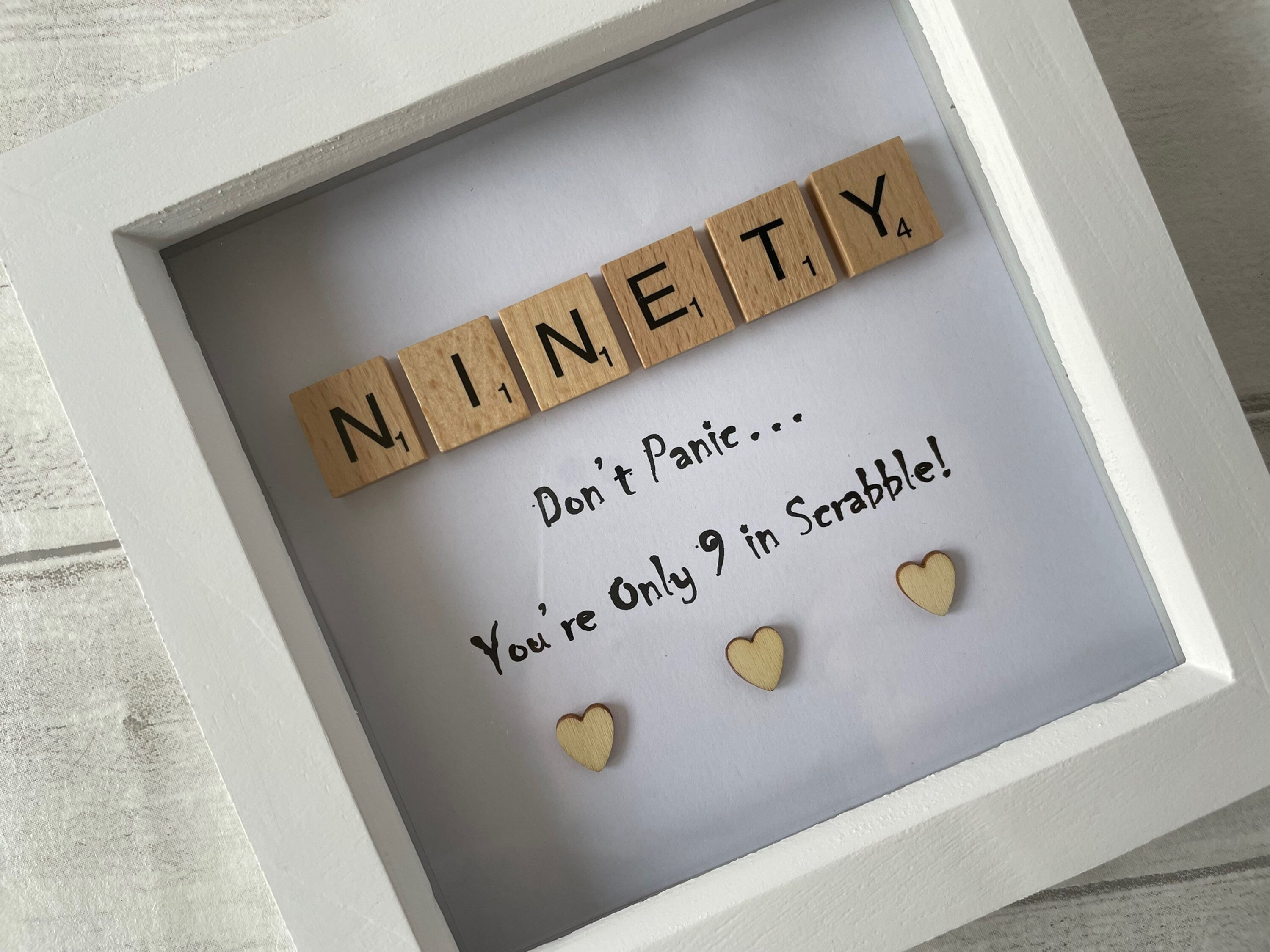 Ninety Scrabble Frame Birthday Gift, 90th Birthday Gift,