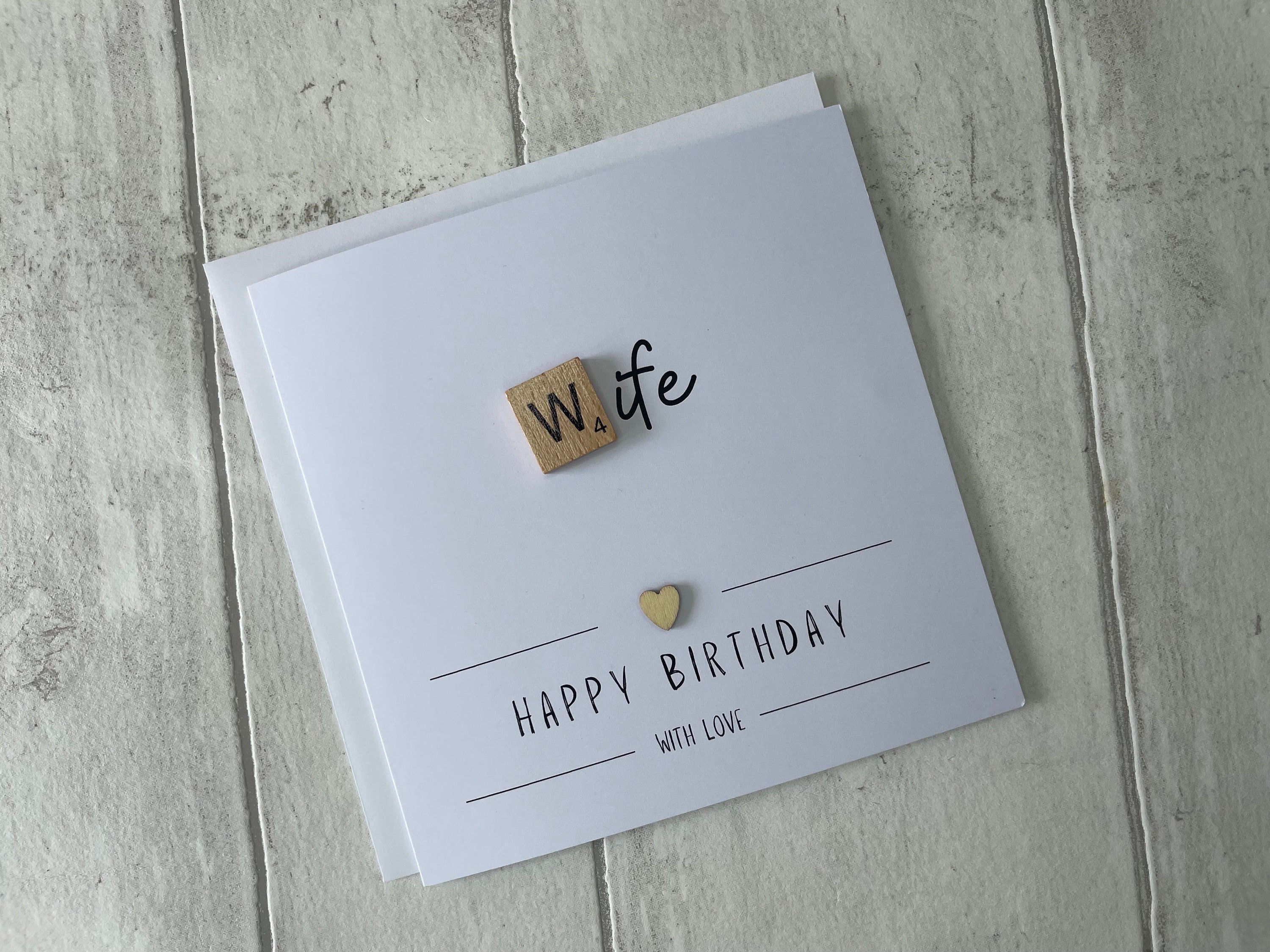 Wife Happy Birthday Card, Scrabble Birthday Card for Wife