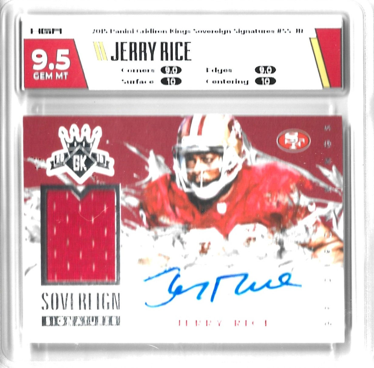 Jerry Rice 2015 Gridiron Kings Sovereign Signatures 8/10 HGA 9.5 GM MT