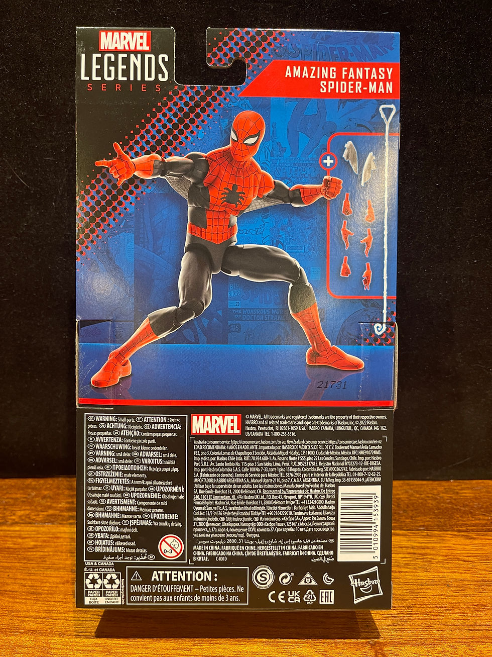 Miniaturbild: Spider-Man action figure box back Marvel Legends AMAZING FANTASY SPIDER-MAN 6" Action Figure RAWSTARWARS