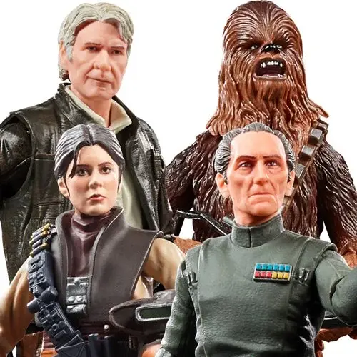 Han Solo, Chewbacca, Jyn Erso, and Grand Admiral Thrawn action figures