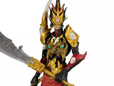 Collectible action figure with ornate gold and red armor