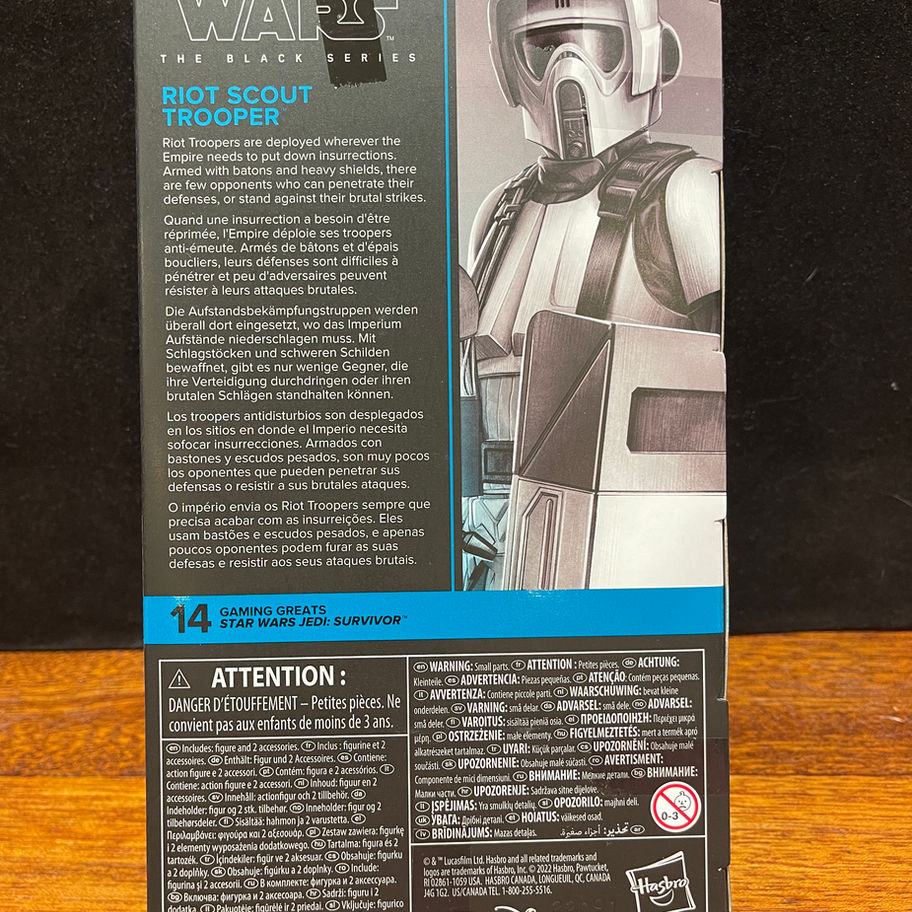 STAR WARS Black Series Riot Scout Trooper action figure box back
