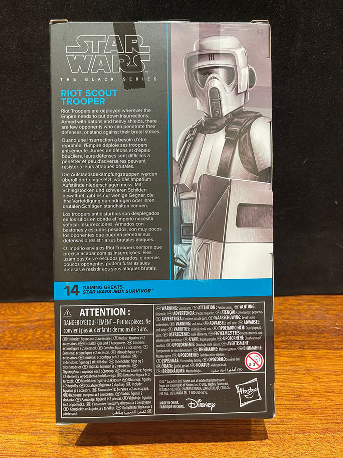 STAR WARS Black Series Riot Scout Trooper action figure box back