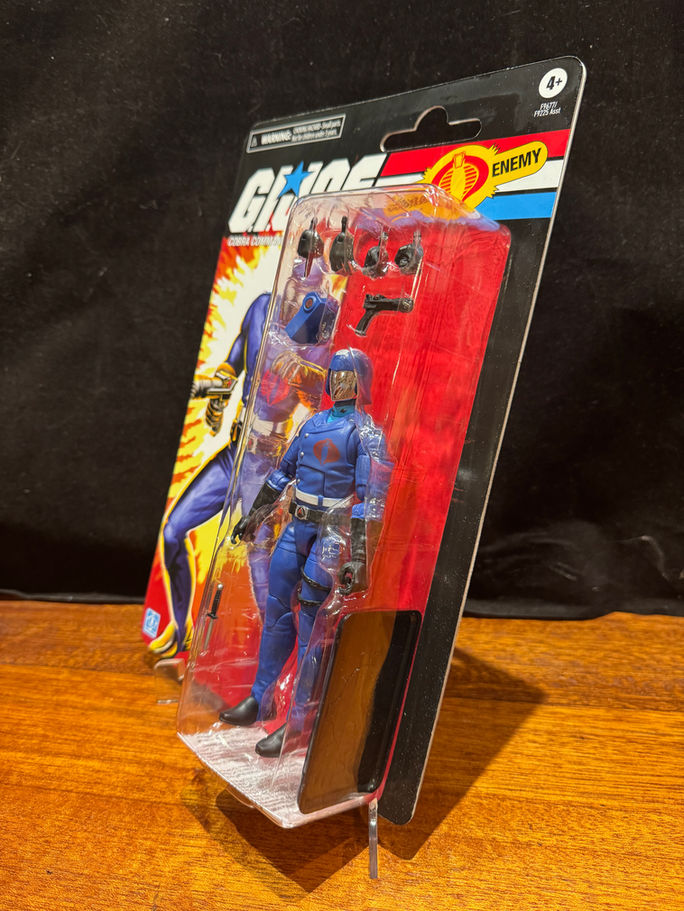 G.I. Joe Classified Series action figure with blue uniform and packaging text.