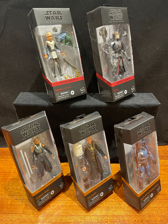Five unopened Star Wars Black Series action figures