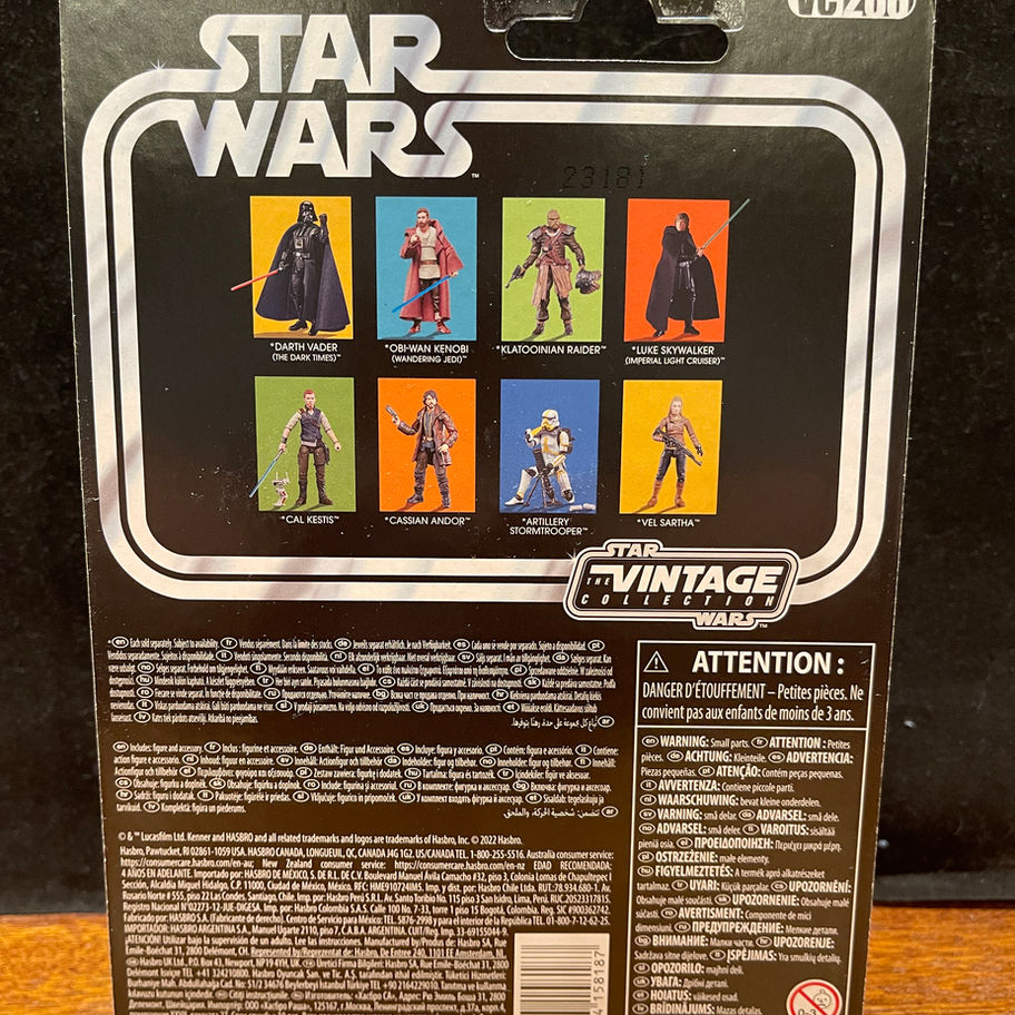 Star Wars Vintage Collection cardback featuring Han Solo, Princess Leia, and other characters