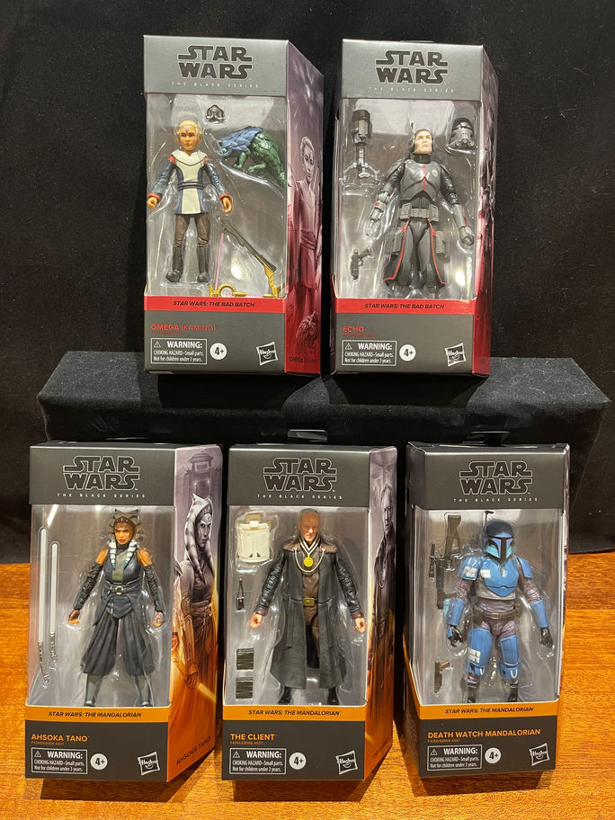 Five Star Wars Black Series action figures
