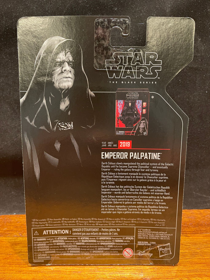 Emperor Palpatine Star Wars Black Series action figure back packaging