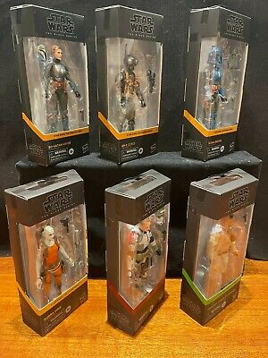Six Star Wars Black Series action figures in boxes