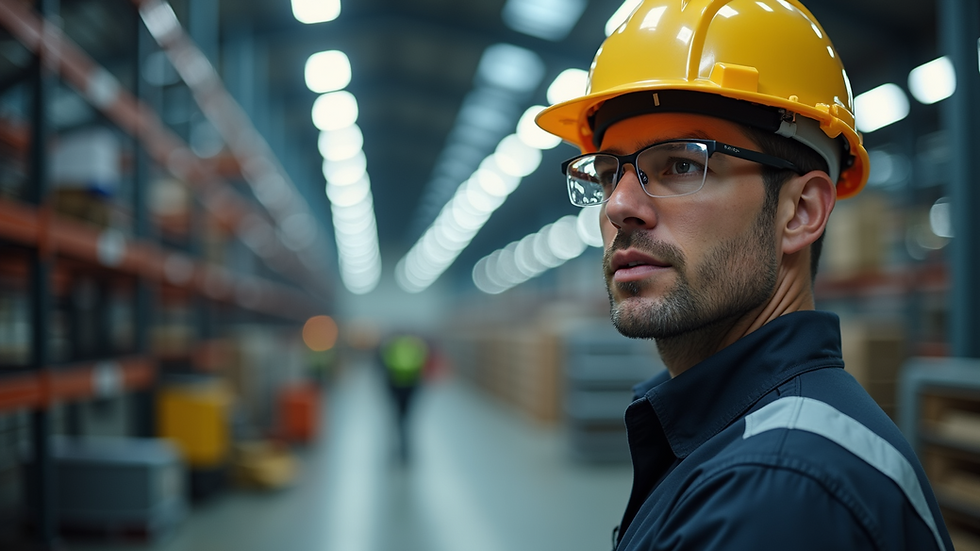 Eye-level view of a safety officer conducting a customised training session in a factory