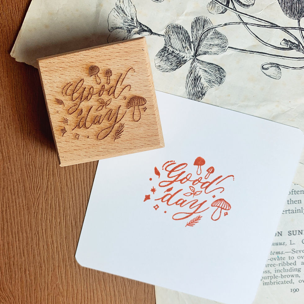 Thumbnail: 西洋書法插畫花繪櫸木印章 Calligraphy & Botanical Drawing Wood Stamp
