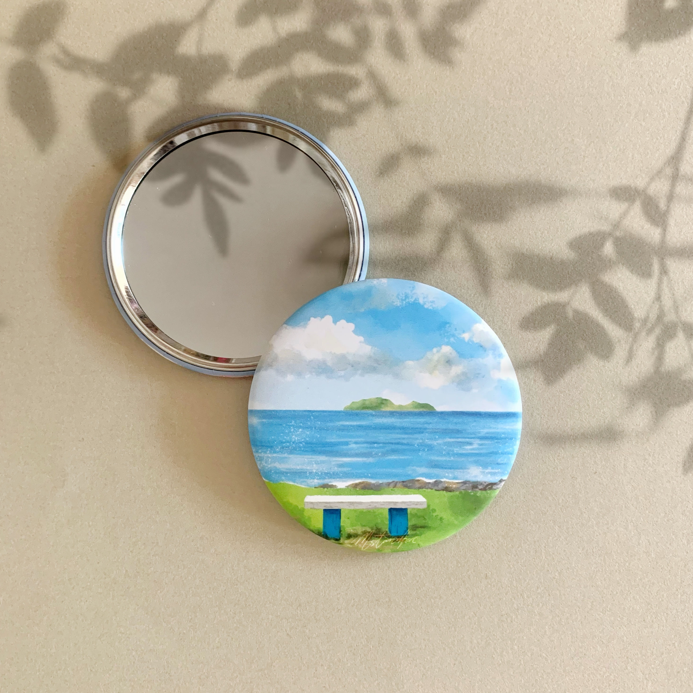 小蘭嶼 小圓鏡 連布袋 燙金刻名 Lesser Orchid Island Pocket Mirror with bag