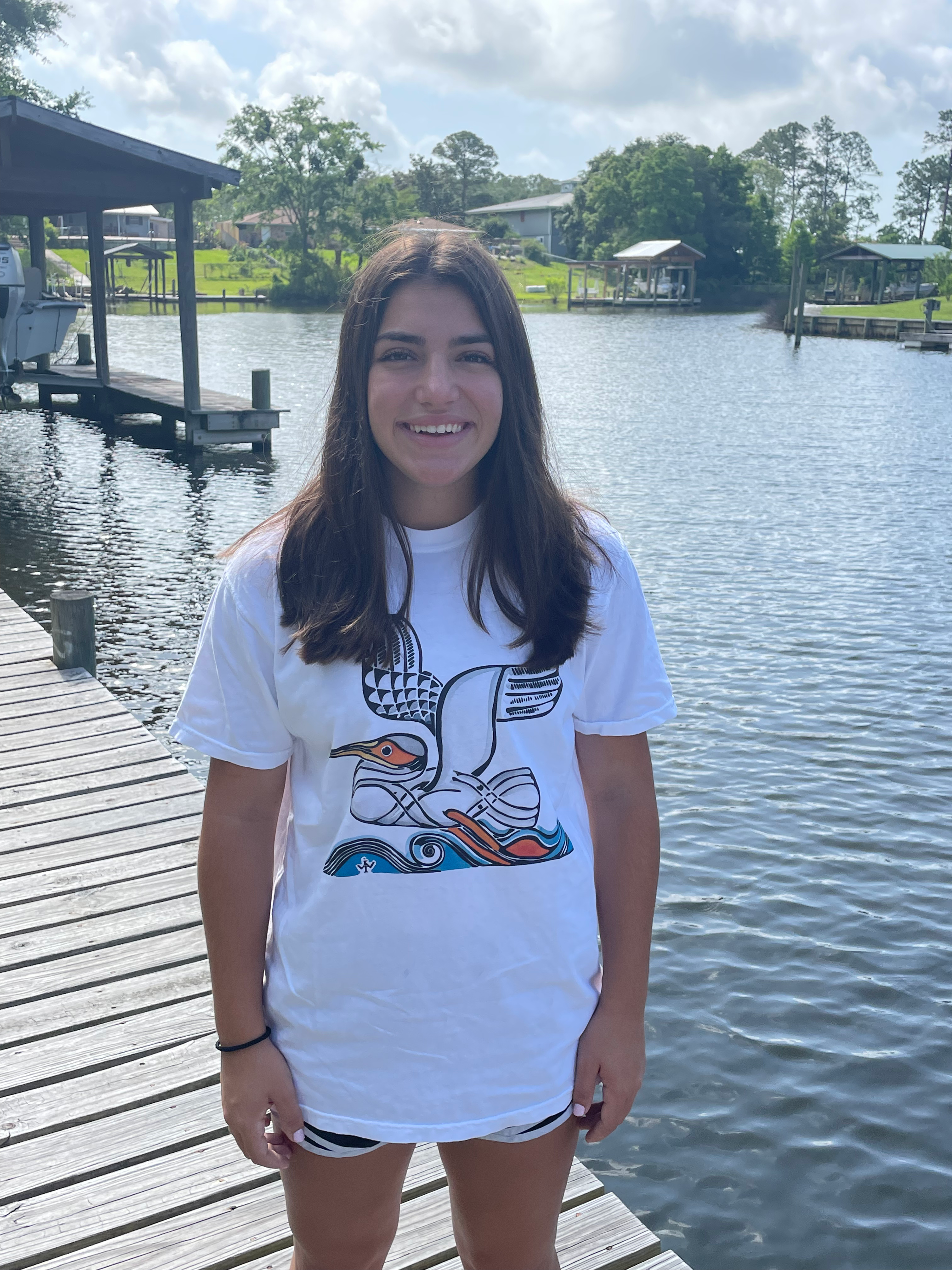 Painted "Single Pelican" Short Sleeve T-Shirt