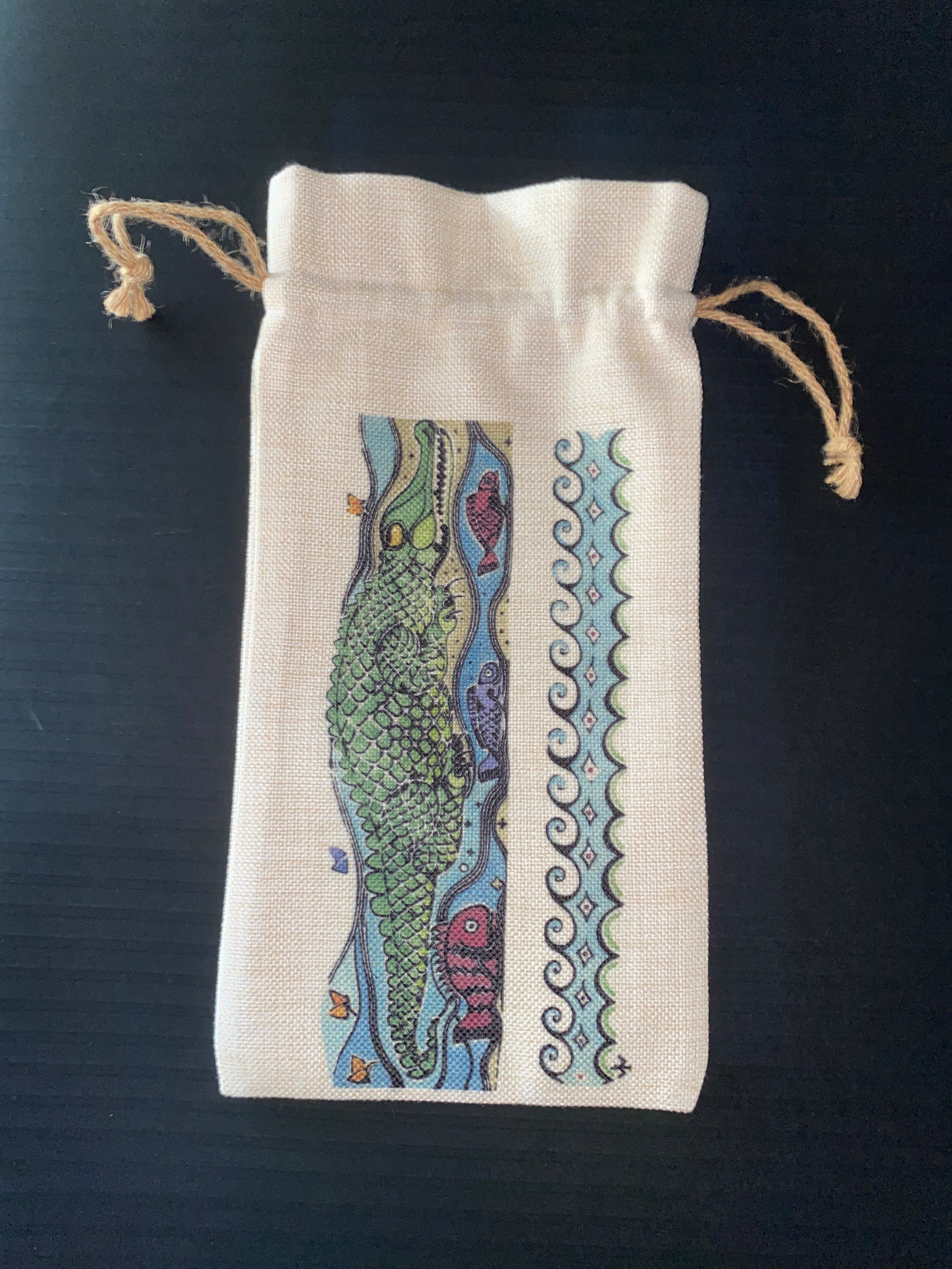 Alligator w/ Waves Wine Tote