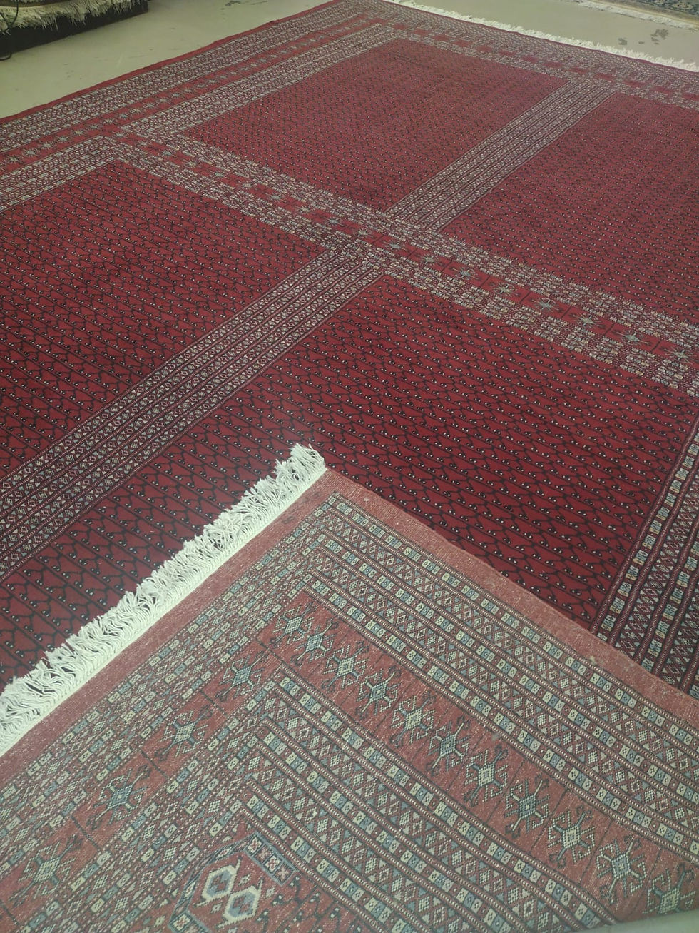 pakistan Bukhara hand knotted Red and black area rug