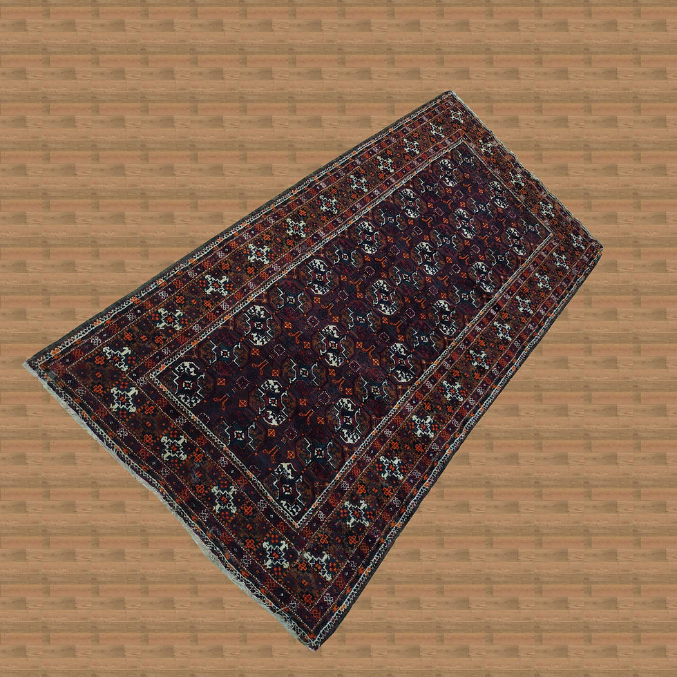 3'10"X7'10" Antique Afghan Handmade Unique Rug-GL1267