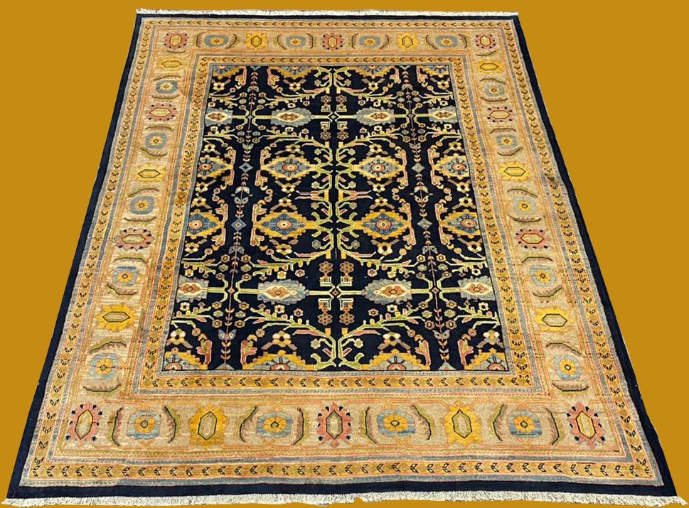 8X10 Mahal Persian Hand Knotted Black/Yellow Area Rug-GL1661