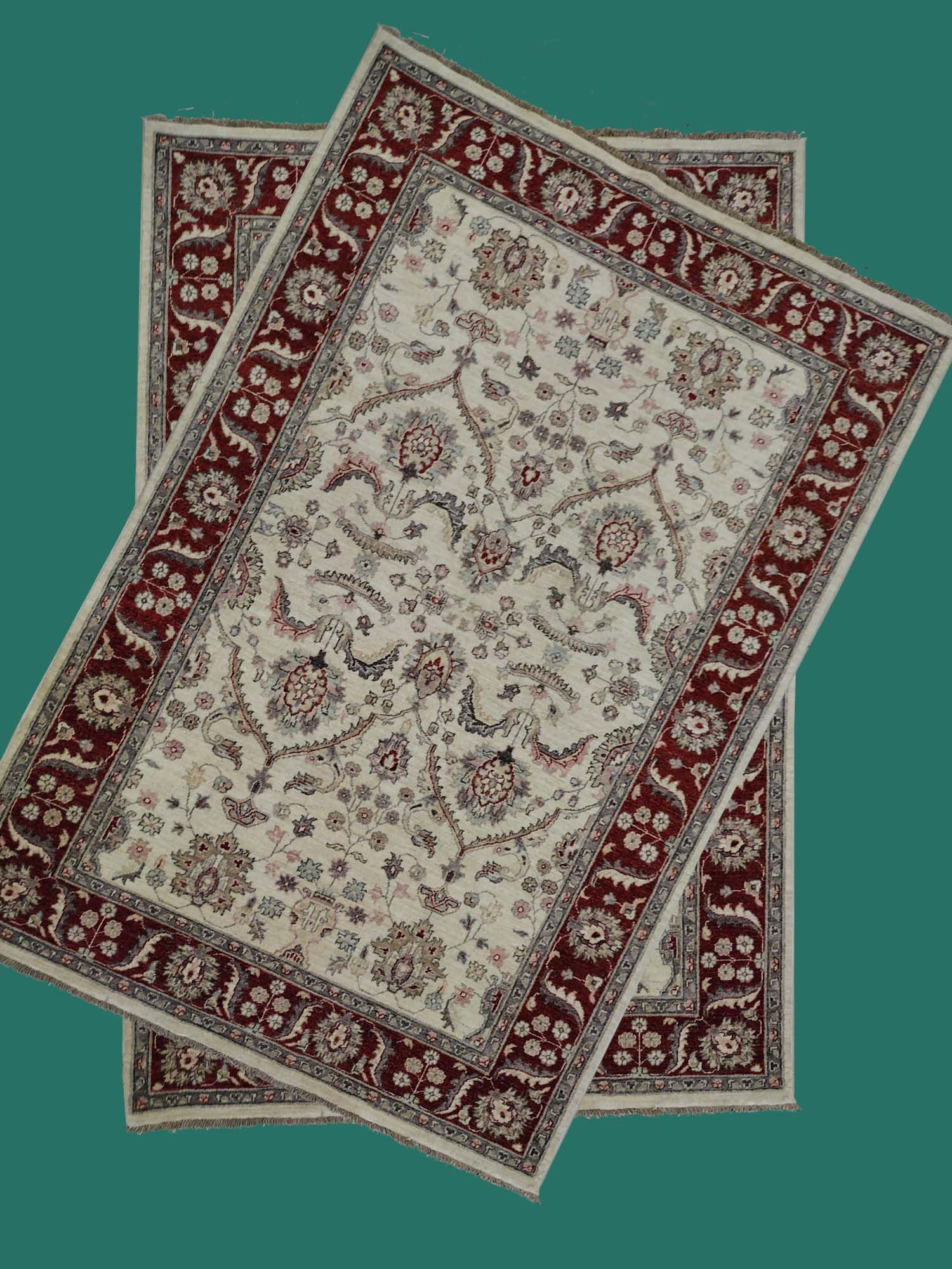 5'8"X8'7" Pakistan Hand Woven Dark Sienna /Olive Gray Area Rug-GL366