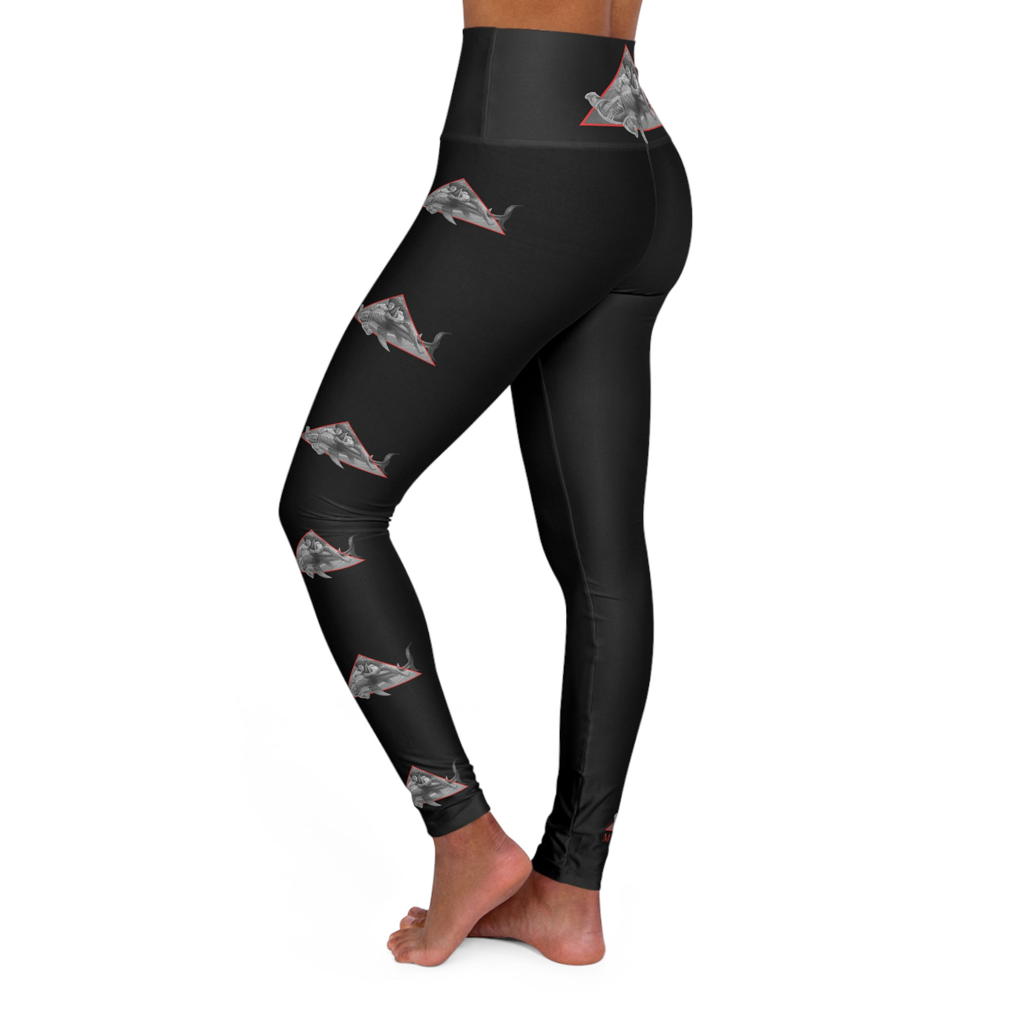  Red Shark Rider High Waisted Paddling Leggings 