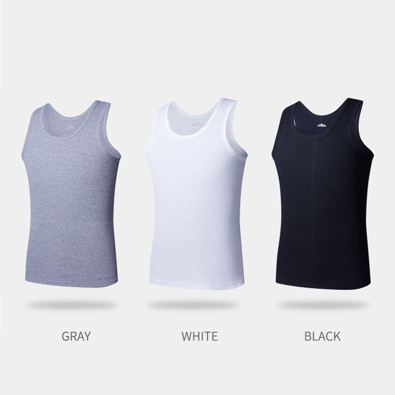 Thumbnail: Summer Plus Size Men Clothing Tank Tops Black White Gray Singlets Sleeveless Fit