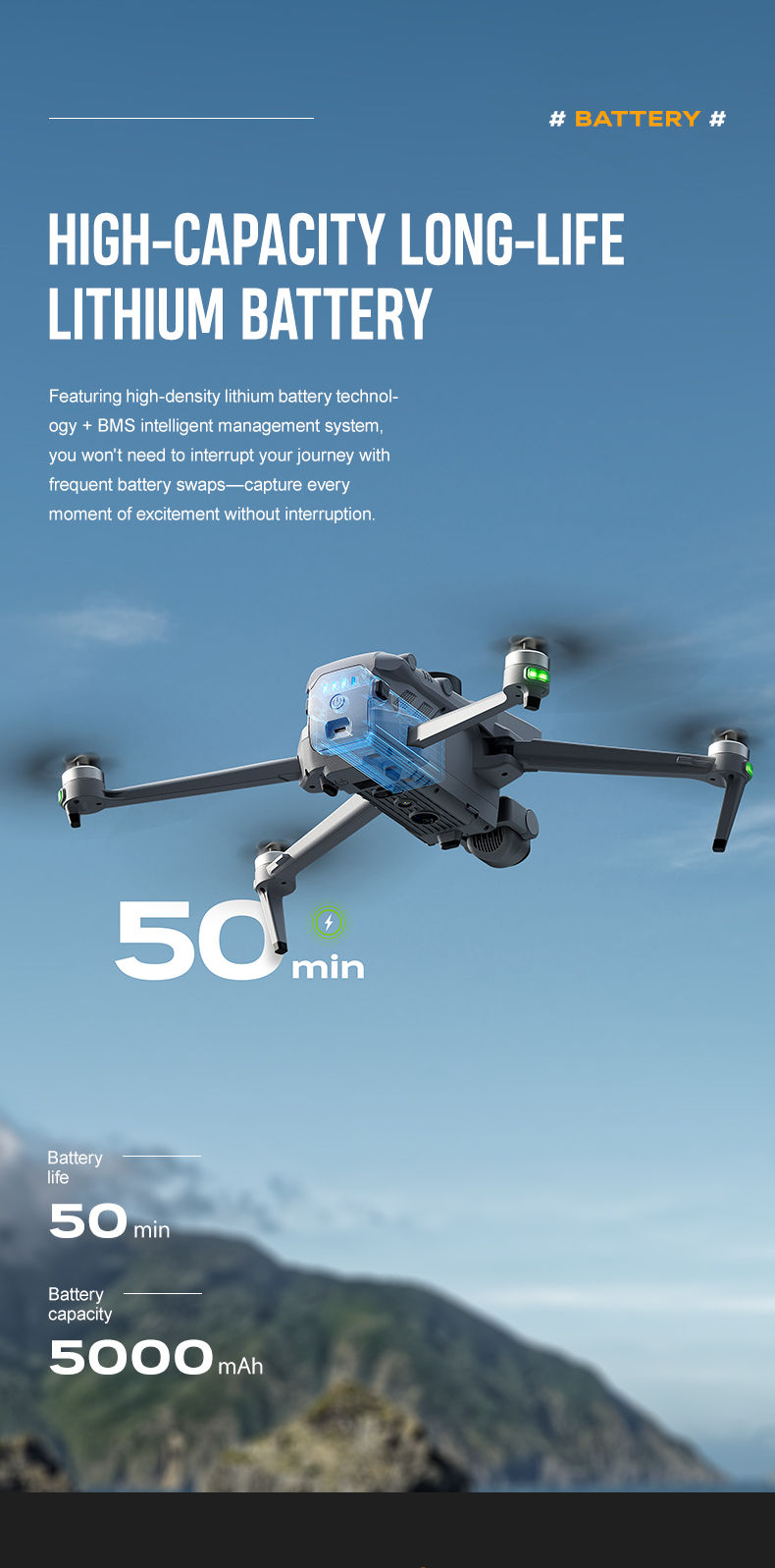 Thumbnail: Wing 100 Touchscreen Drone Flight 8K Aerial Photography Auto Return Remote Contr