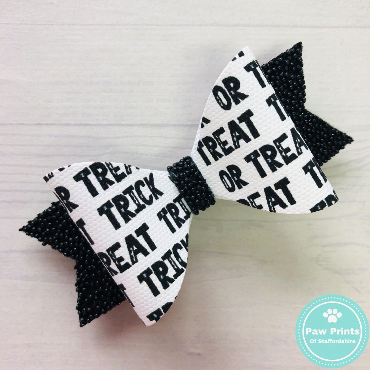 Black & White Trick or Treat Halloween Hair Bow