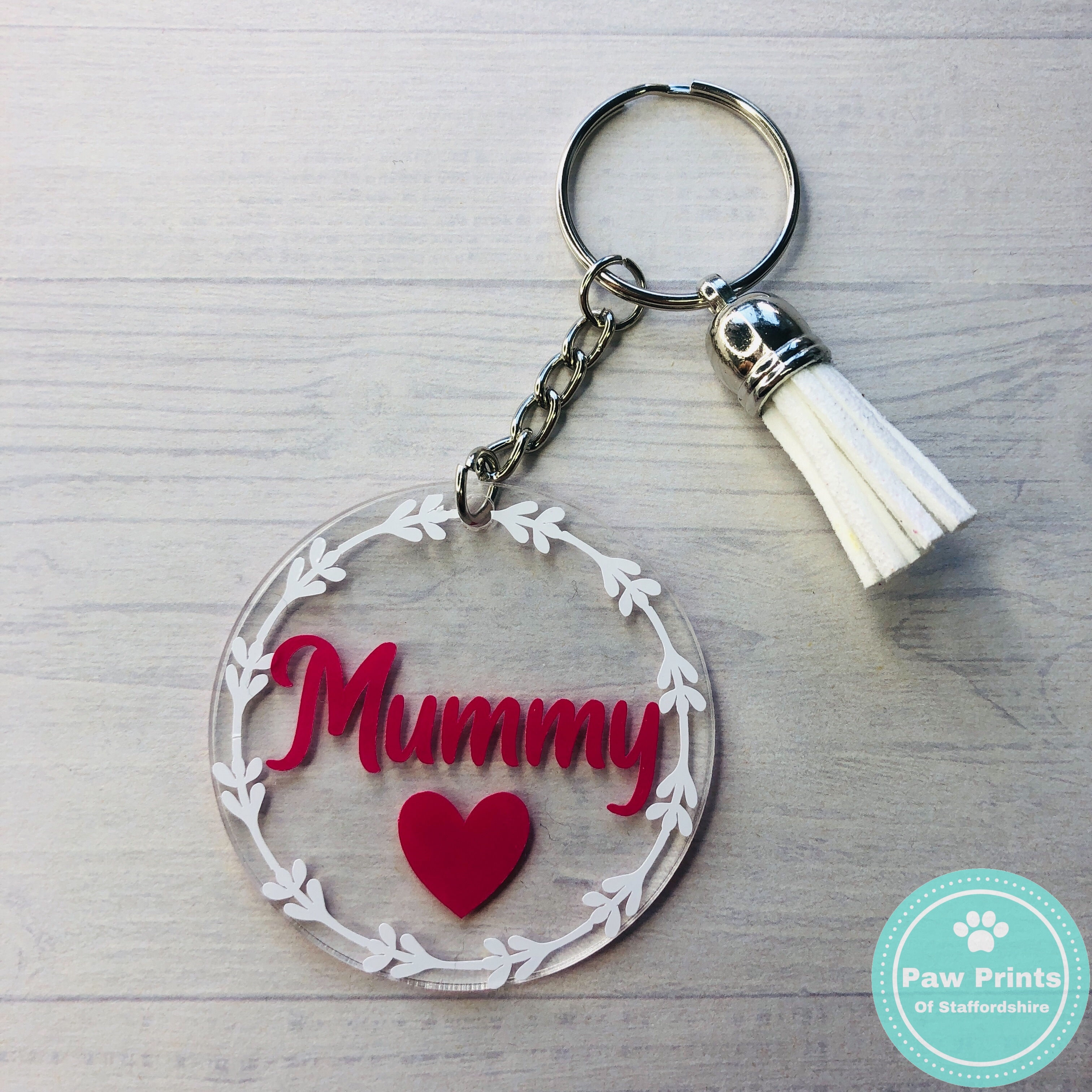 Pink & White Mummy Keyring