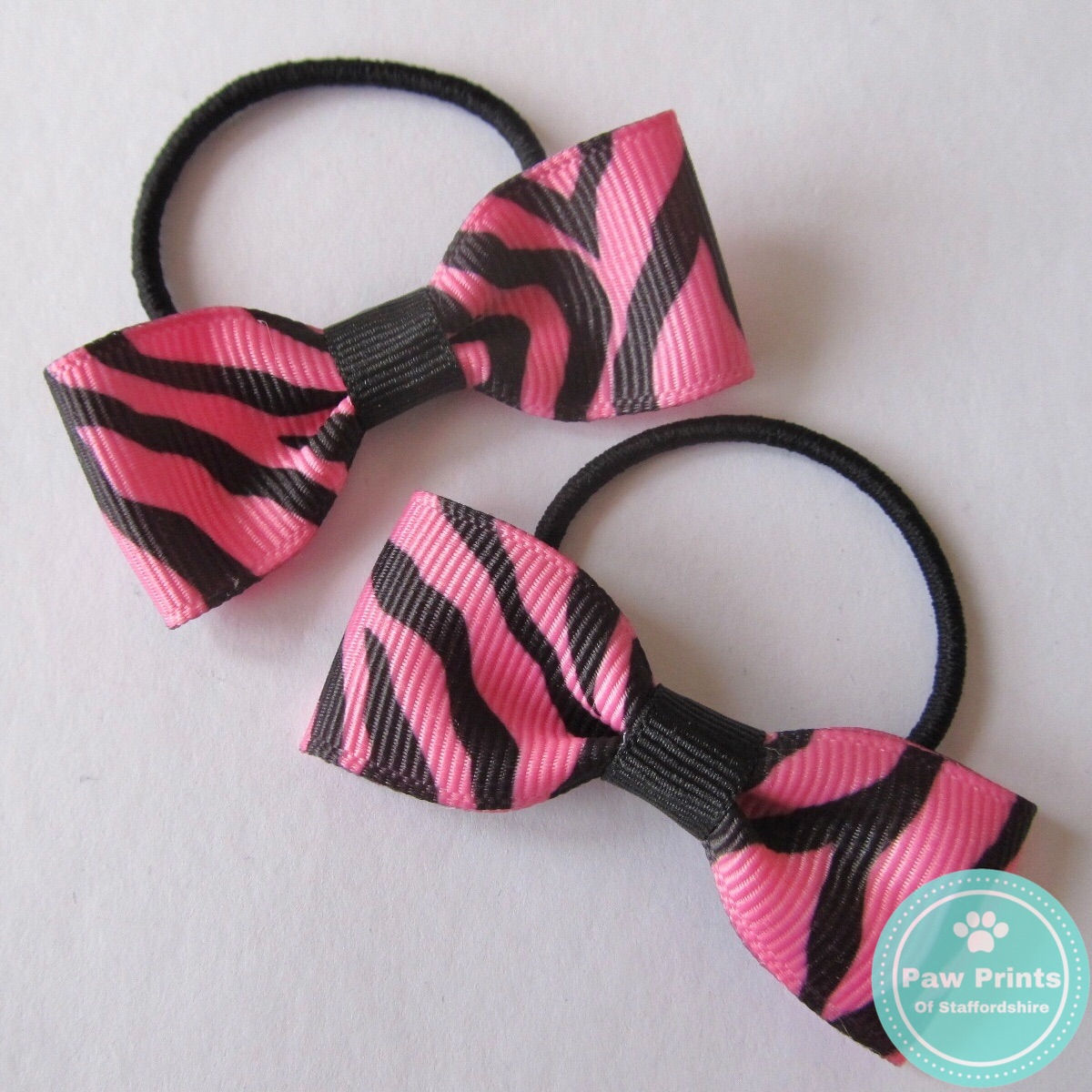 Pair of Pink Zebra Print Bows on Bobbles