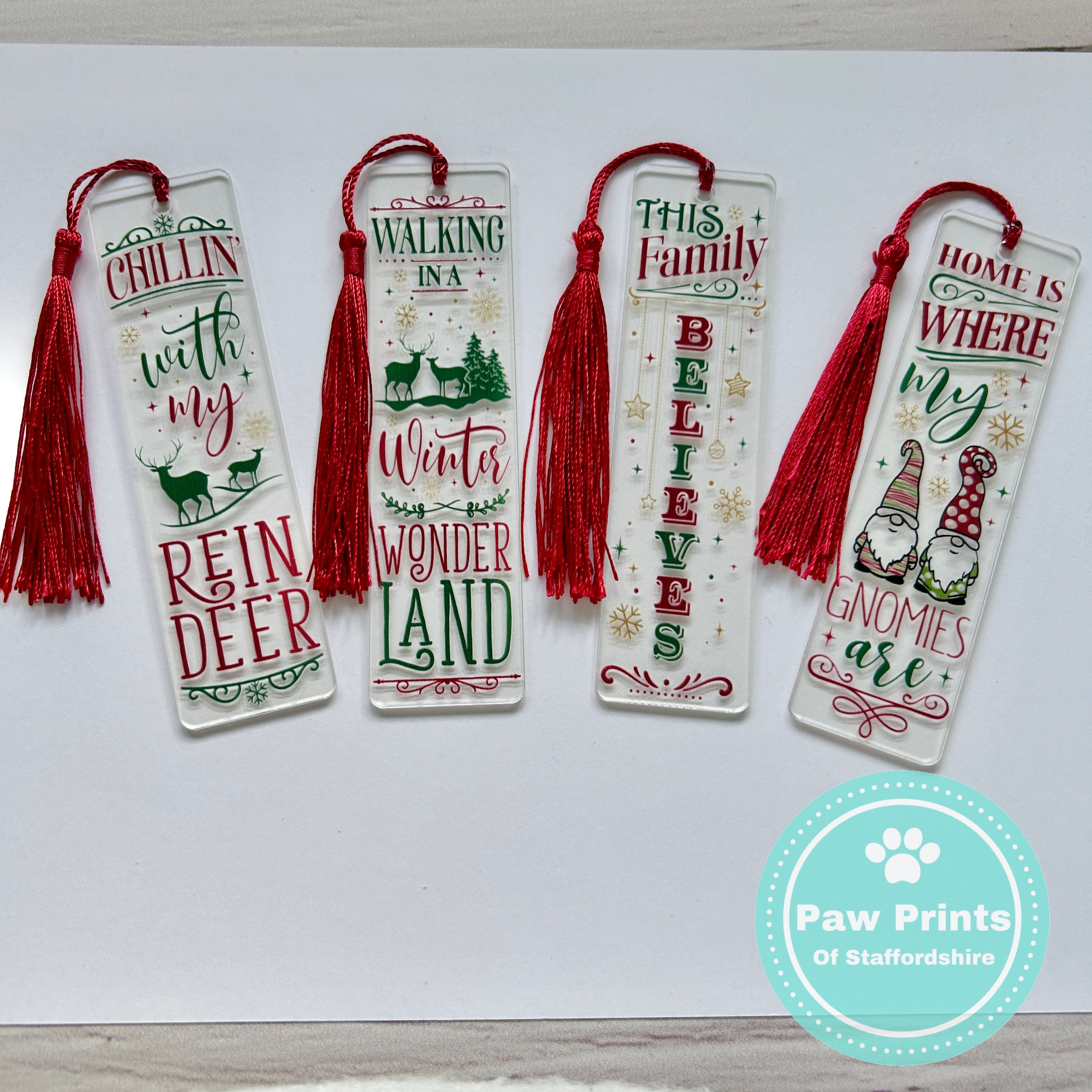 Red & Green Christmas Quotes - Acrylic Bookmarks