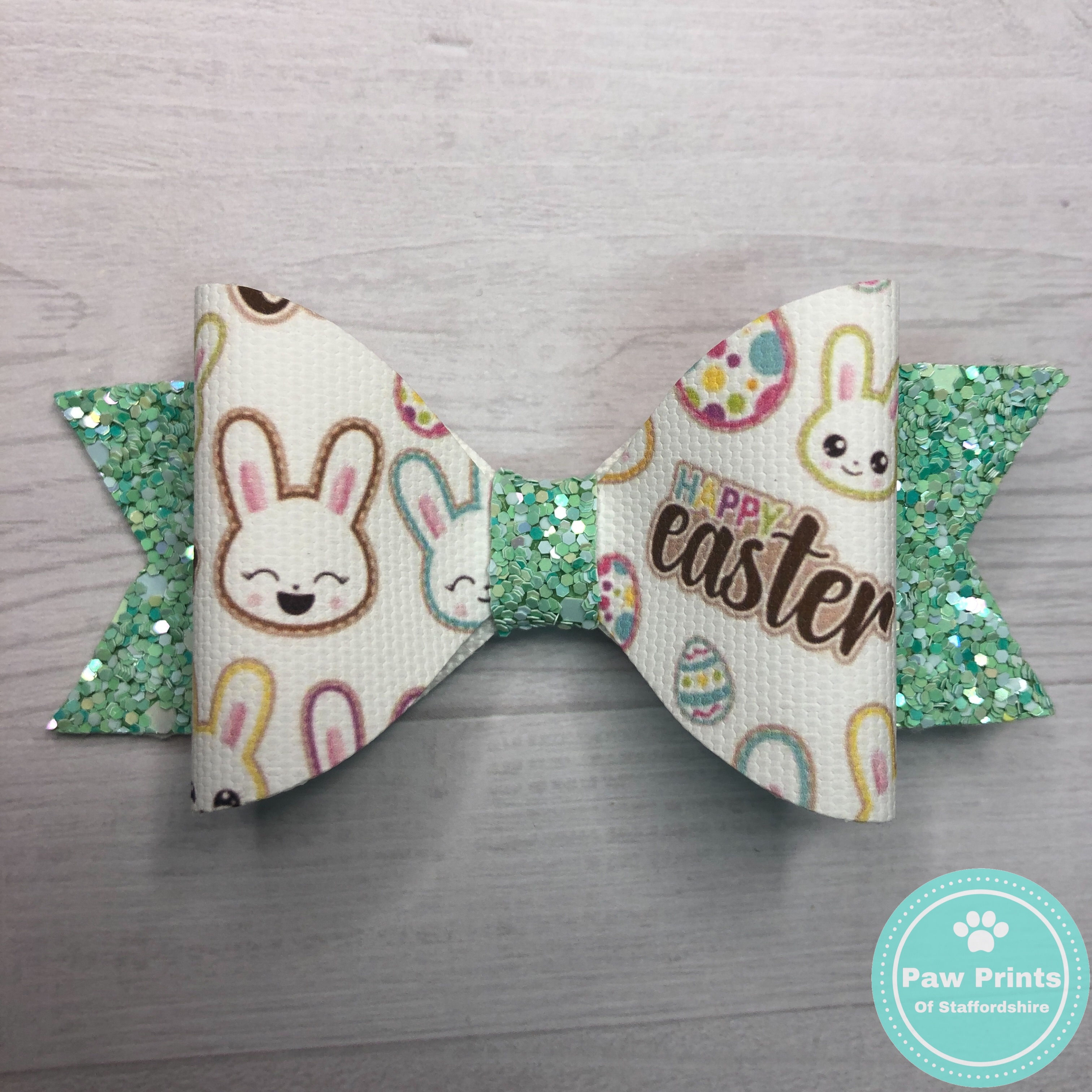 Green Easter Glitter Hair Bow