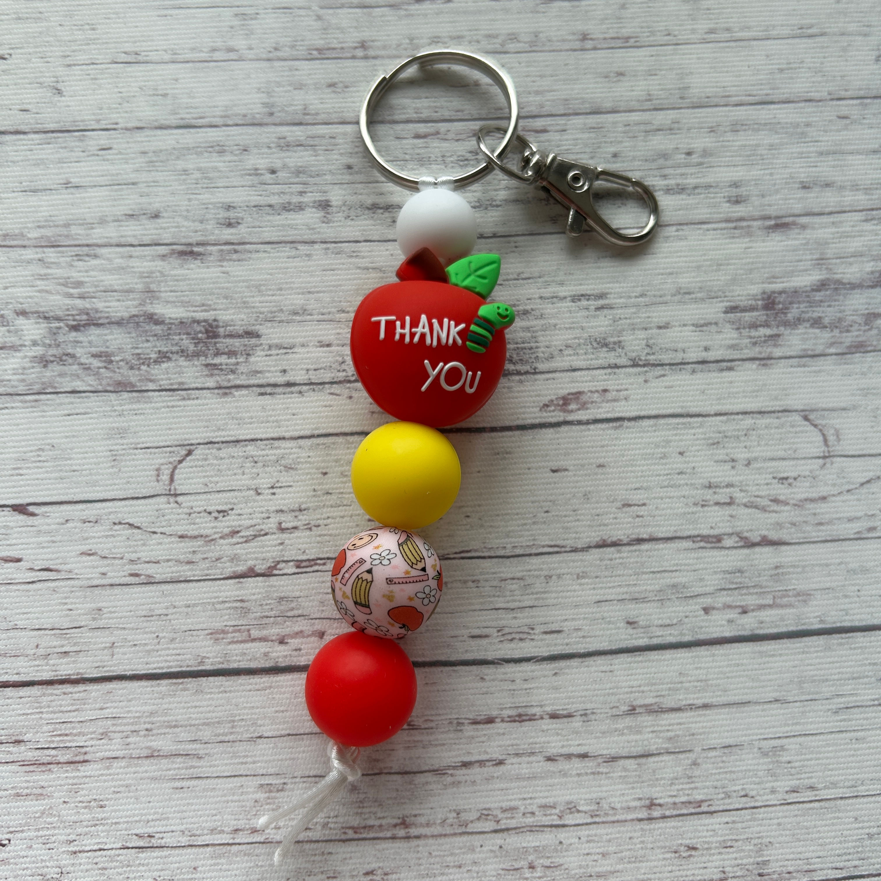 Thank You Teacher Keyring - Red Apple