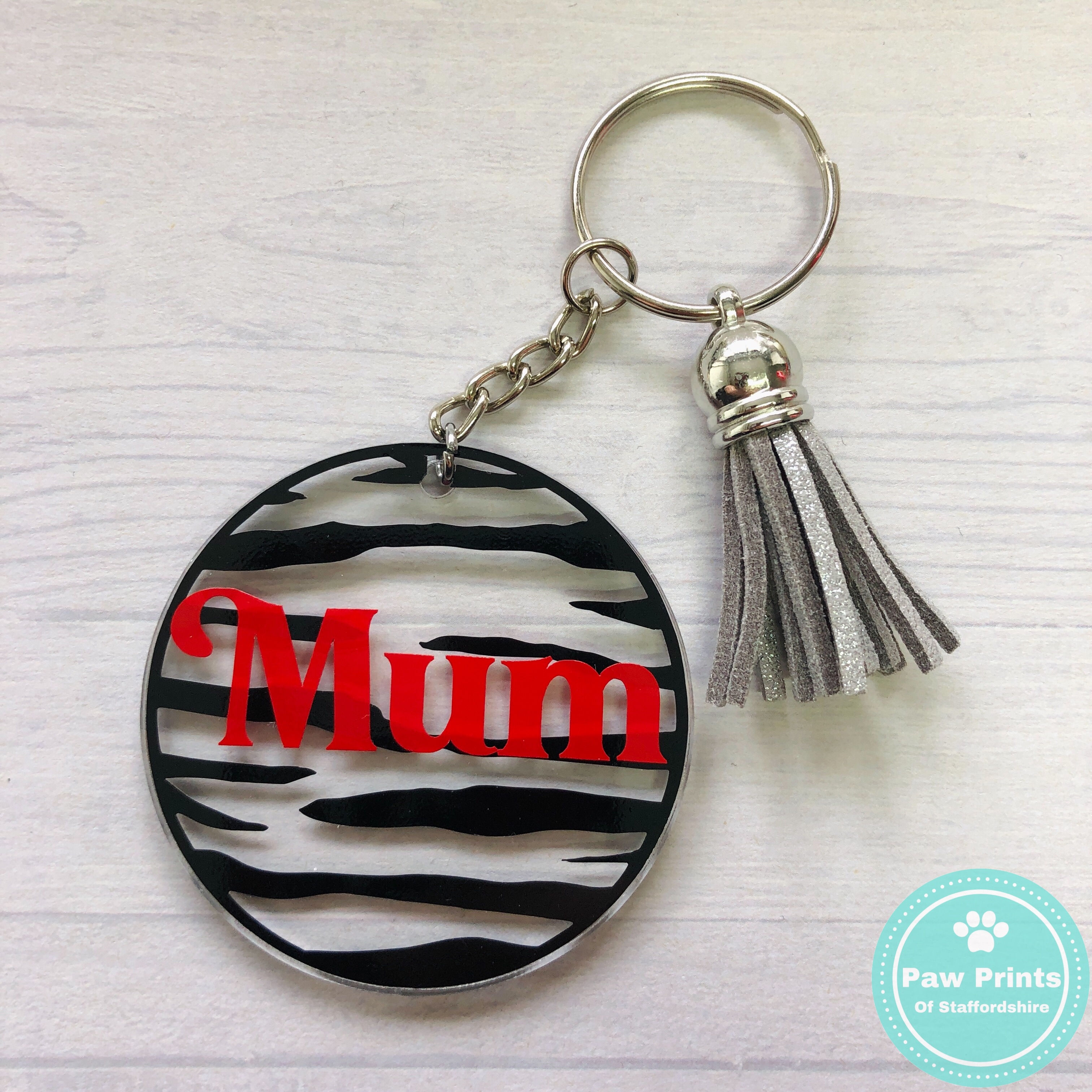 Mum Zebra Print Keyring