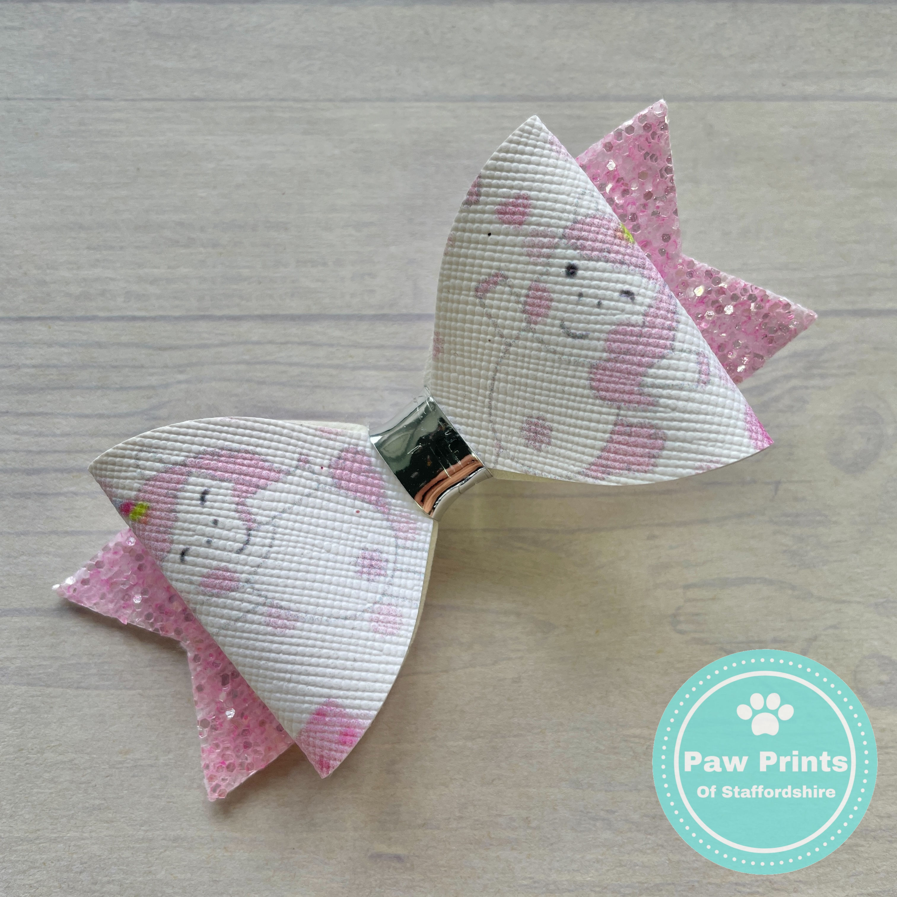 Baby Pink Unicorn Glitter Hair Bow on Alligator Clip