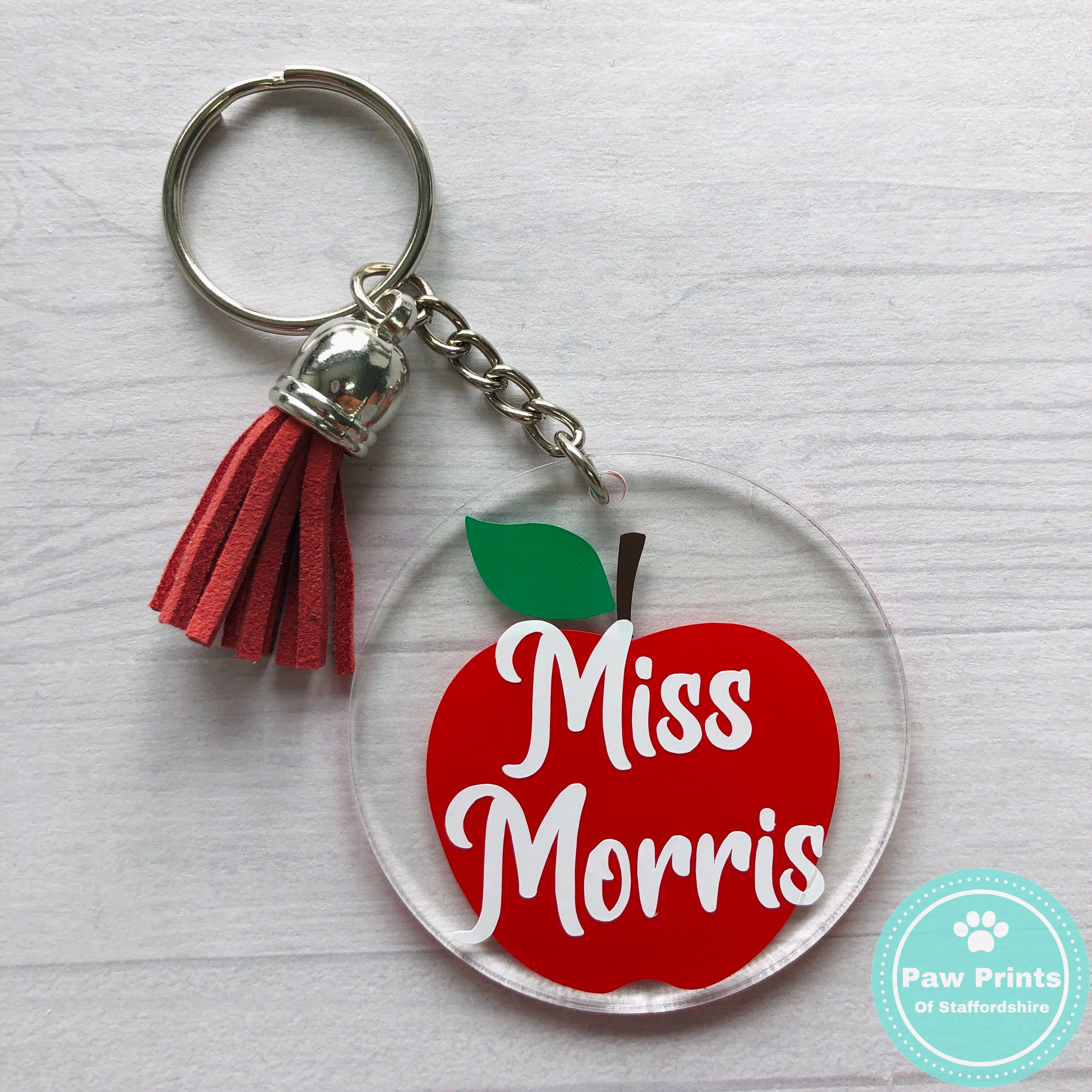 Personalised Apple Teacher Keyring