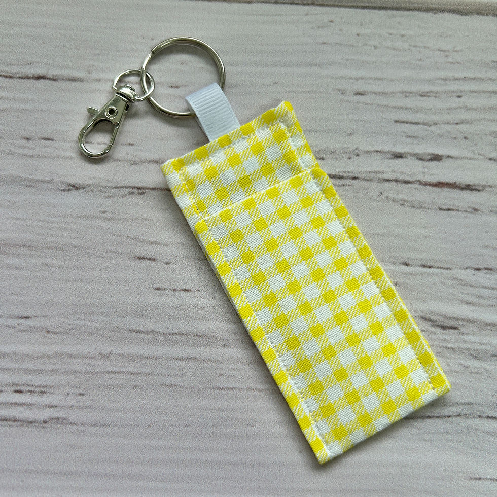 Thumbnail: Lip Balm Holder Keyring PLUS Lip Balm - Yellow Gingham