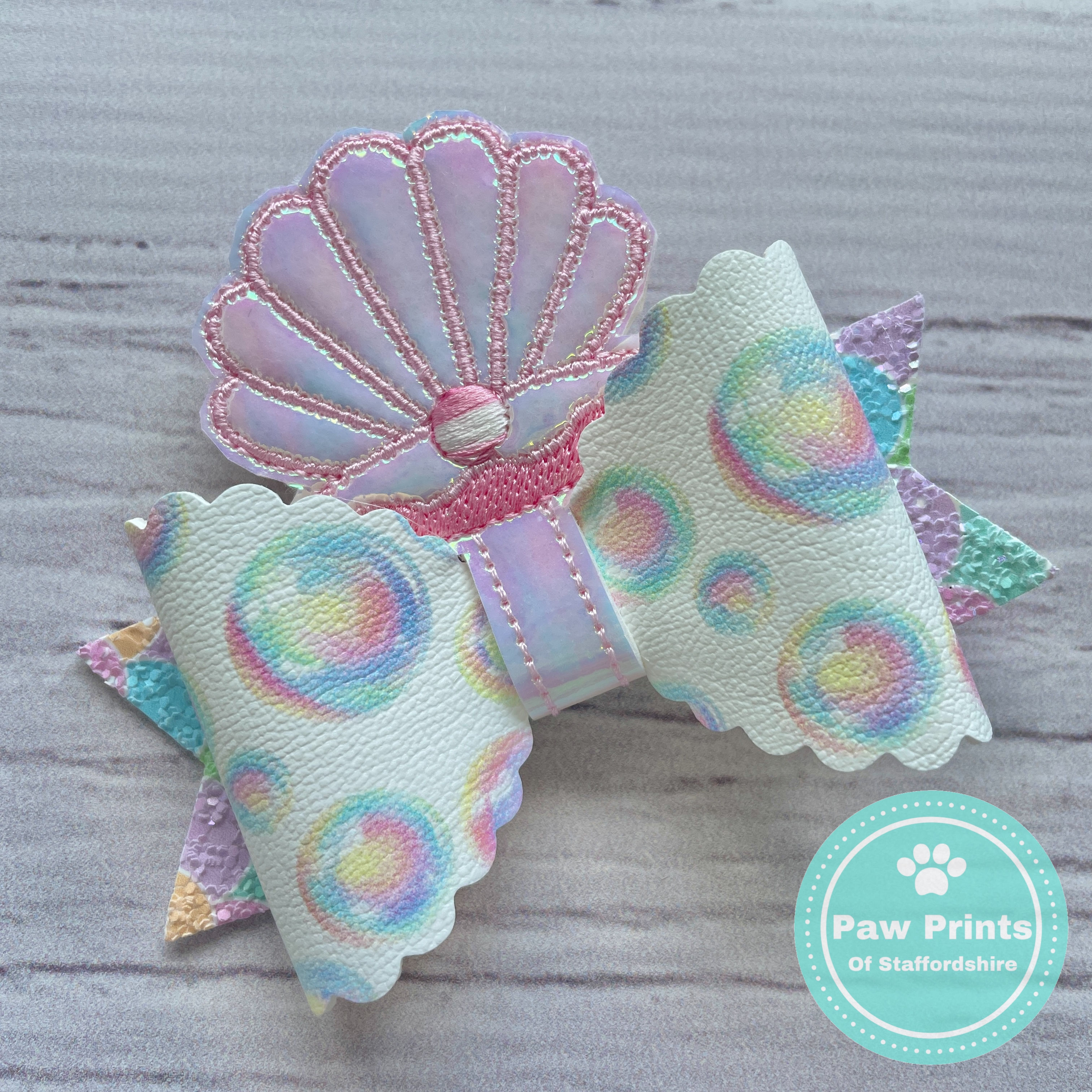 Sea Shell Hair Bows - Rainbow Bubbles