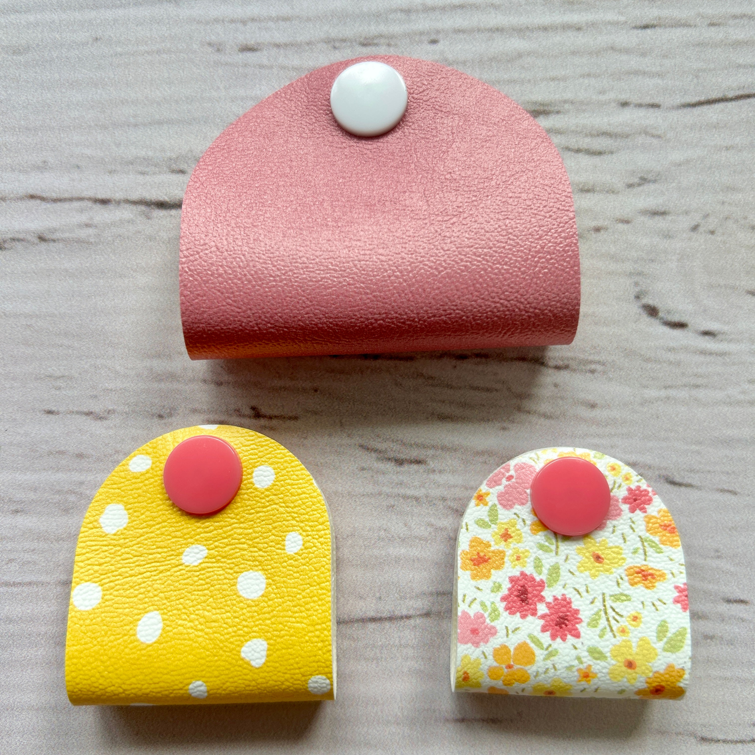 Set of 3 cable tidies, cord keepers- faux leather - pretty flowers