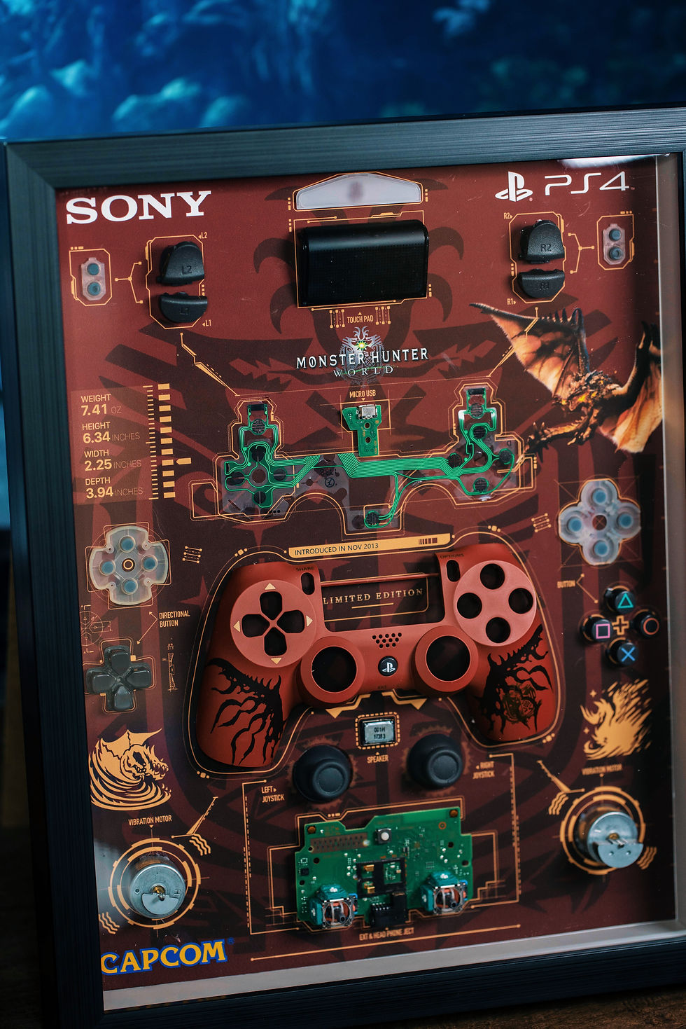 Disassembled Sony Controller PS4 MONSTER HUNTER WORLD Frame