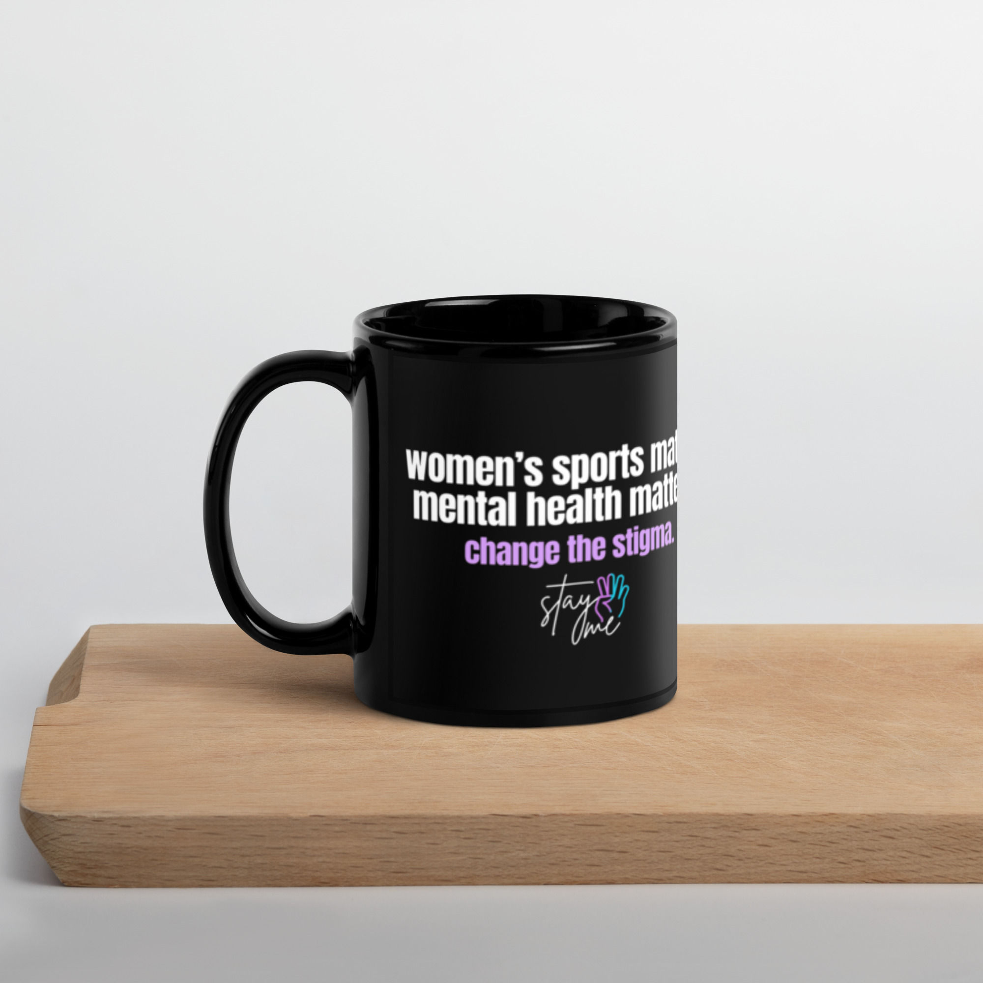 Womens Sports/mental health Black Glossy Mug
