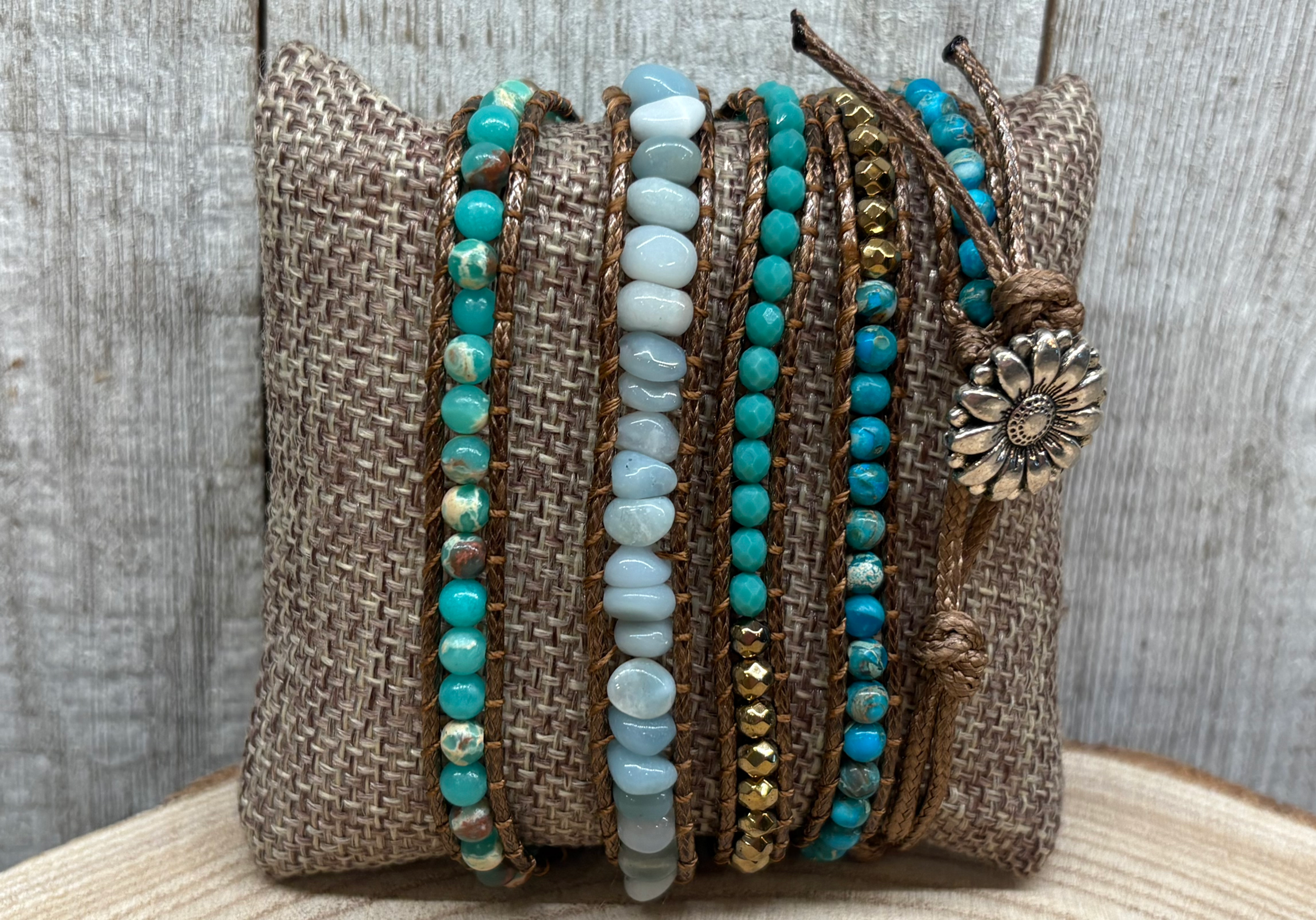 Multi Wrap  Bracelet with Button Closure 