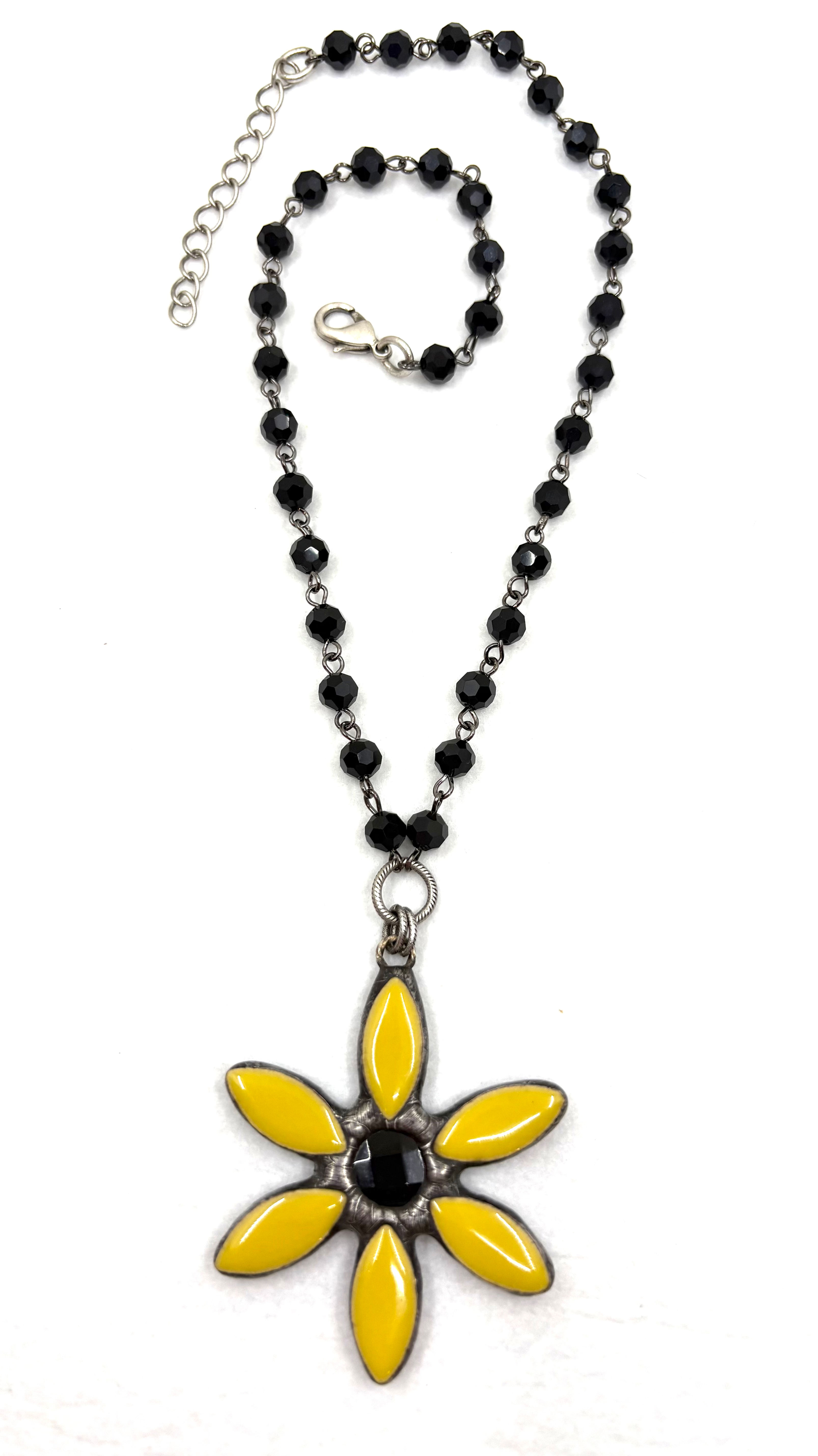 Yellow and Black Daisy Petal Necklace 