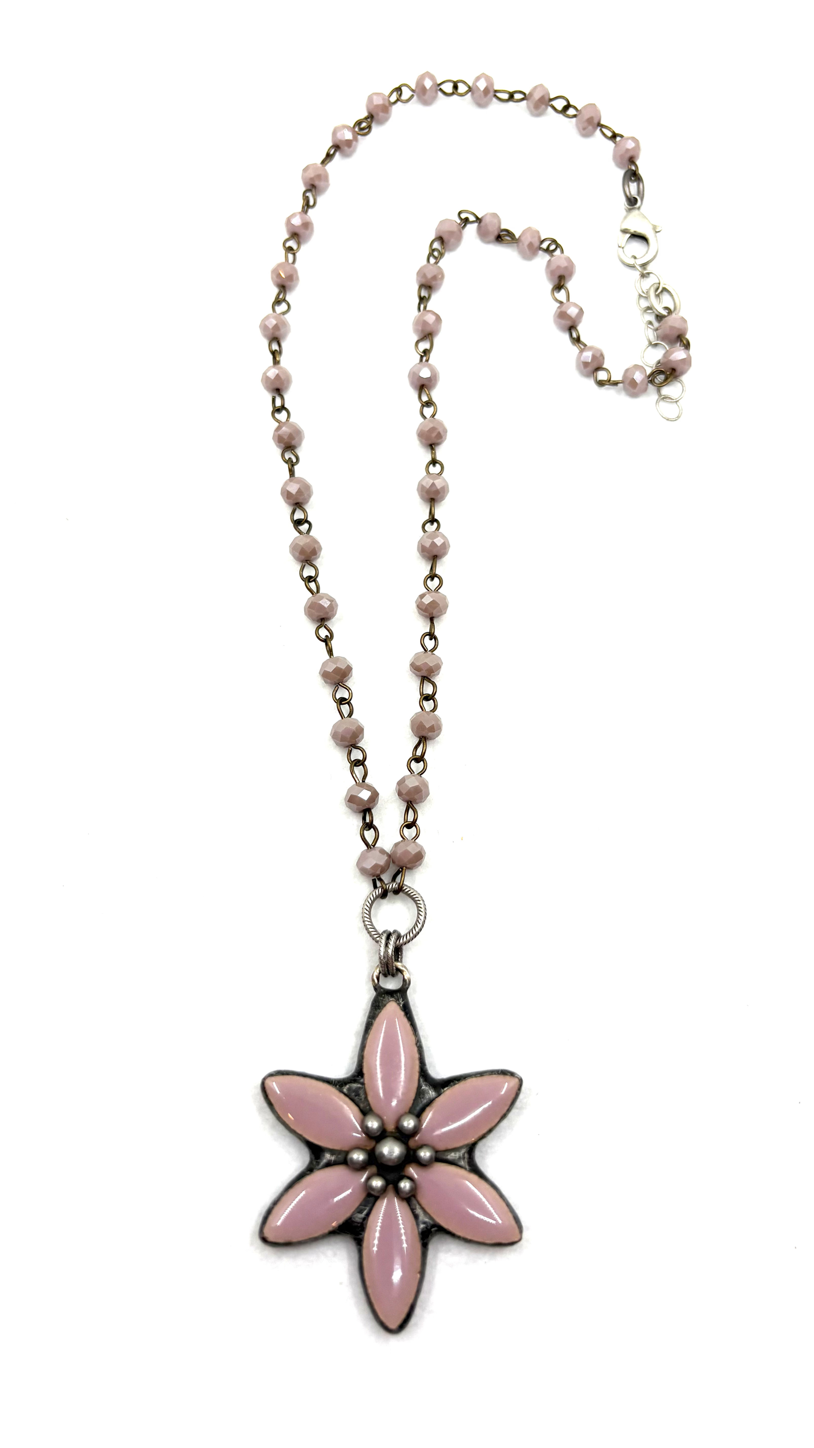 Lilac Soldered Nano Tile Flower Pendant Necklace 