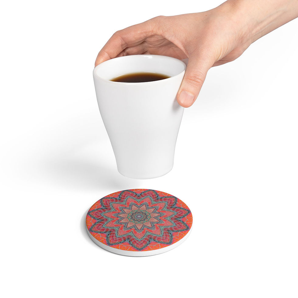 תמונה ממוזערת: Vibrant Mandala Ceramic Coaster