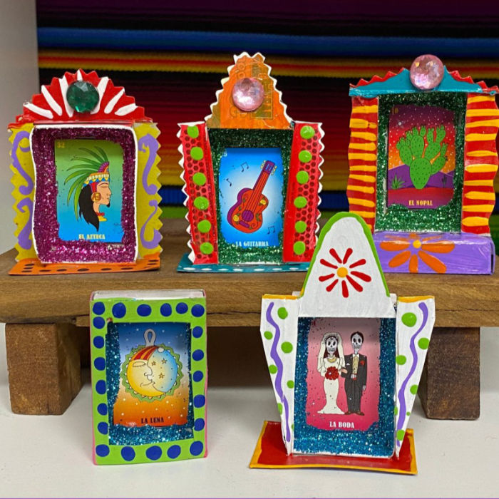 These matchbox Nichos are a unique way for kids to personalize art dedicated to their loved ones.