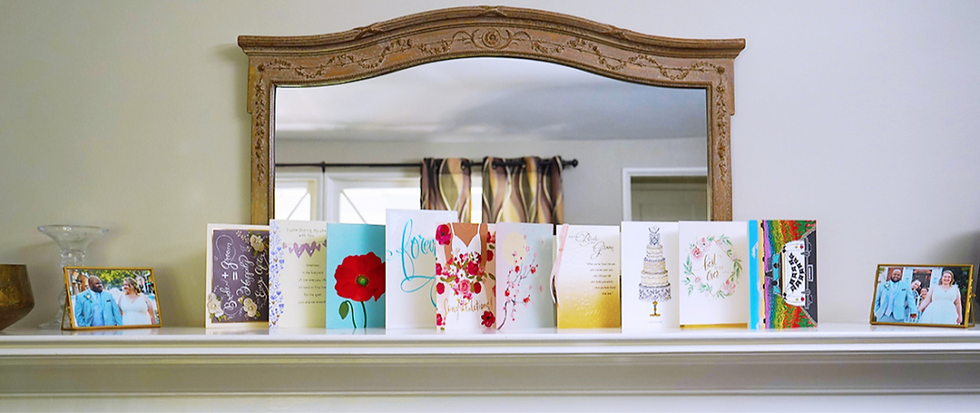 If you have select wedding cards that you really want to display, try creating space on a mantle or bookshelf.